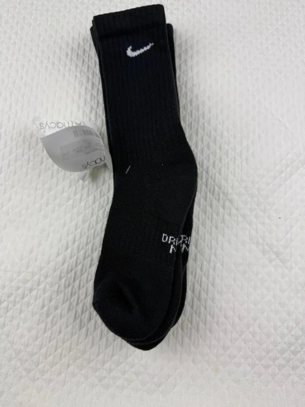 Nike 3 Pairs Everyday Cotton Cushioned Crew Socks Black Medium Men 6-8 Yth 5Y-7Y